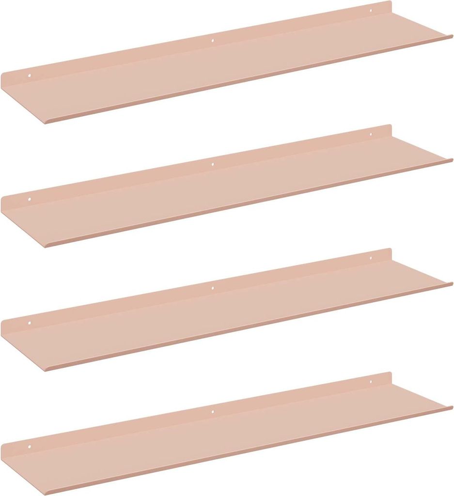 Schwebendes Regal 4 pcs Rosa 80 x 18 x 2,5 cm Stahl