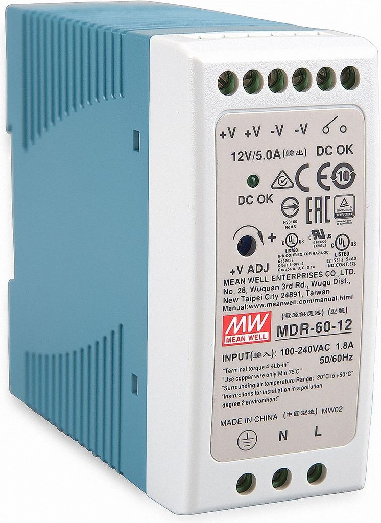 Hutschienen-Netzteil (DIN-Rail) MDR-60-12 SNT DIN-Schiene 12V/DC/0-5A/ 60W