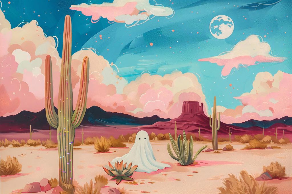 Plakat 30x20cm Geist zwischen den Kakteen