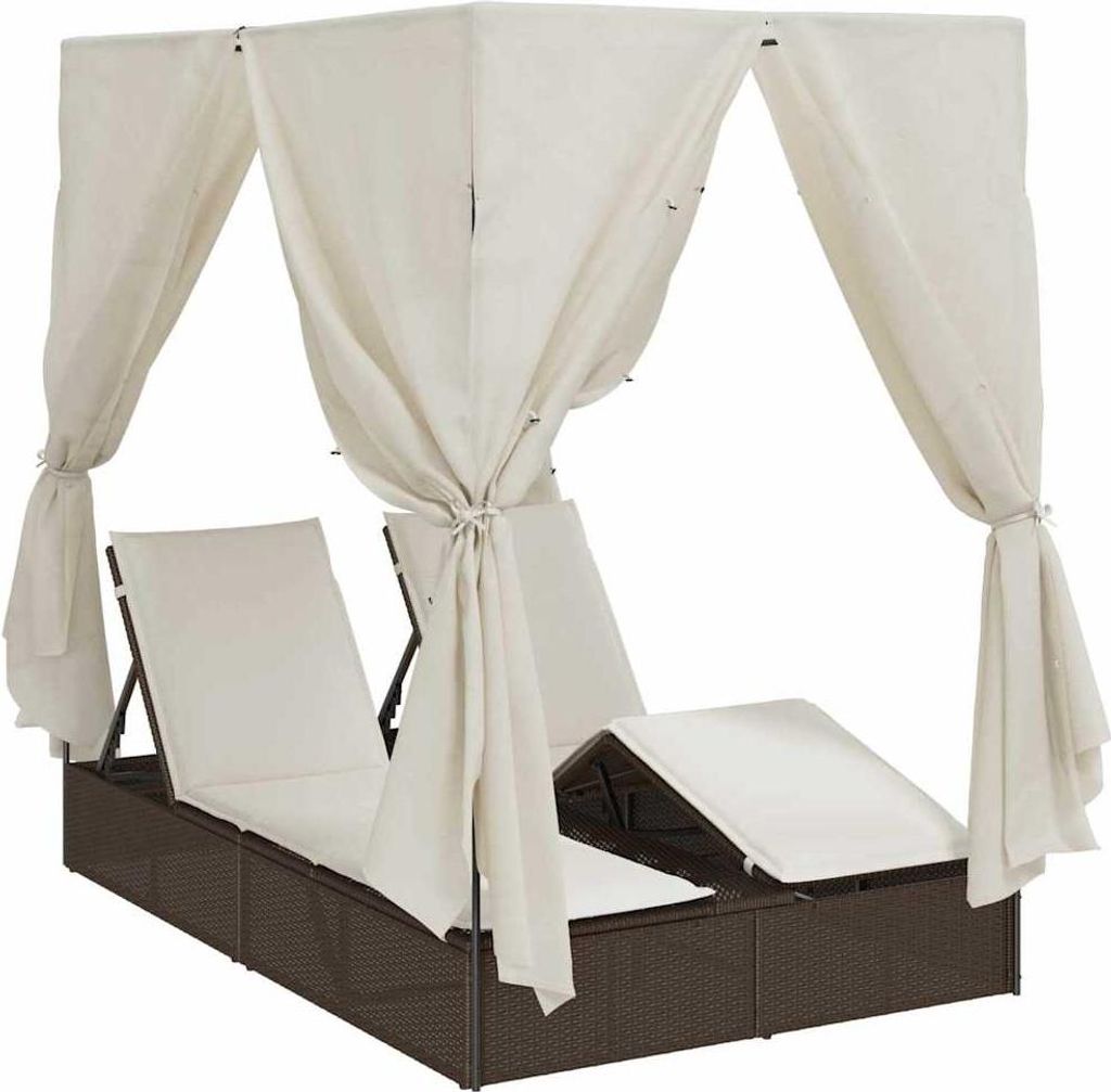 vidaXL Doppelte Sonnenliege Warmes Weiß 205 x 129 x 200 cm Poly-Rattan