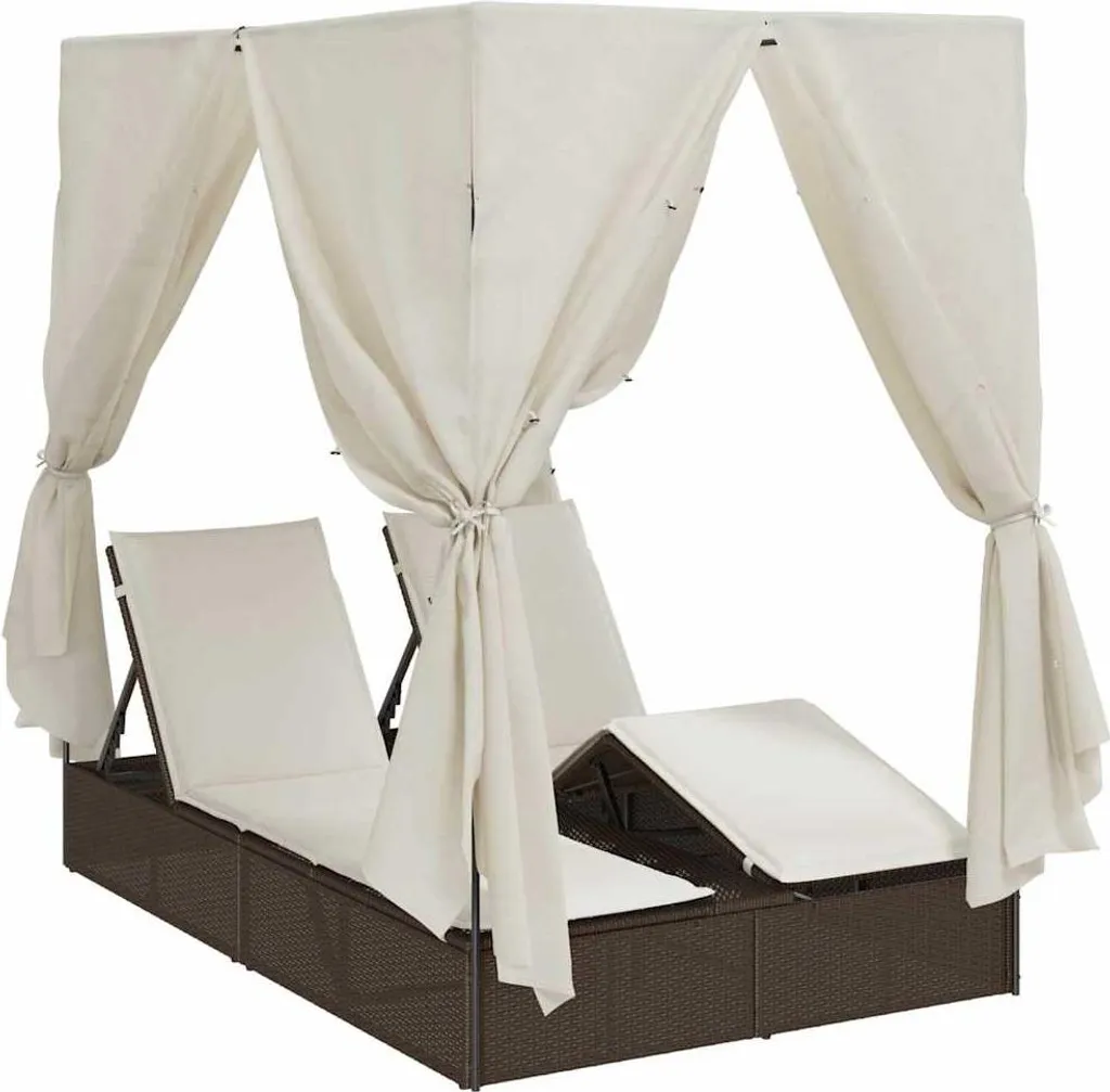 Lit de jardin double blanc chaud 205 cm avec grand parasol intégré