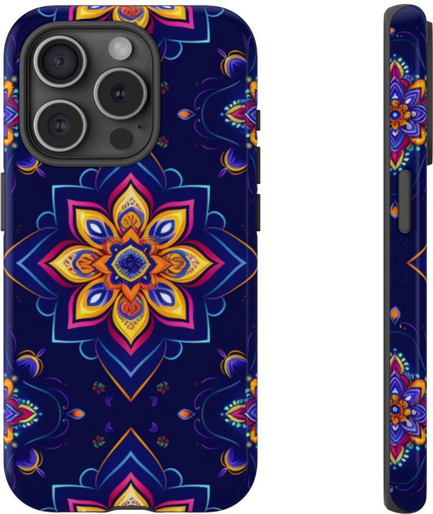 Buntes Mandala-Blumenmuster – Hülle Kompatibel mit iPhone 15 Pro