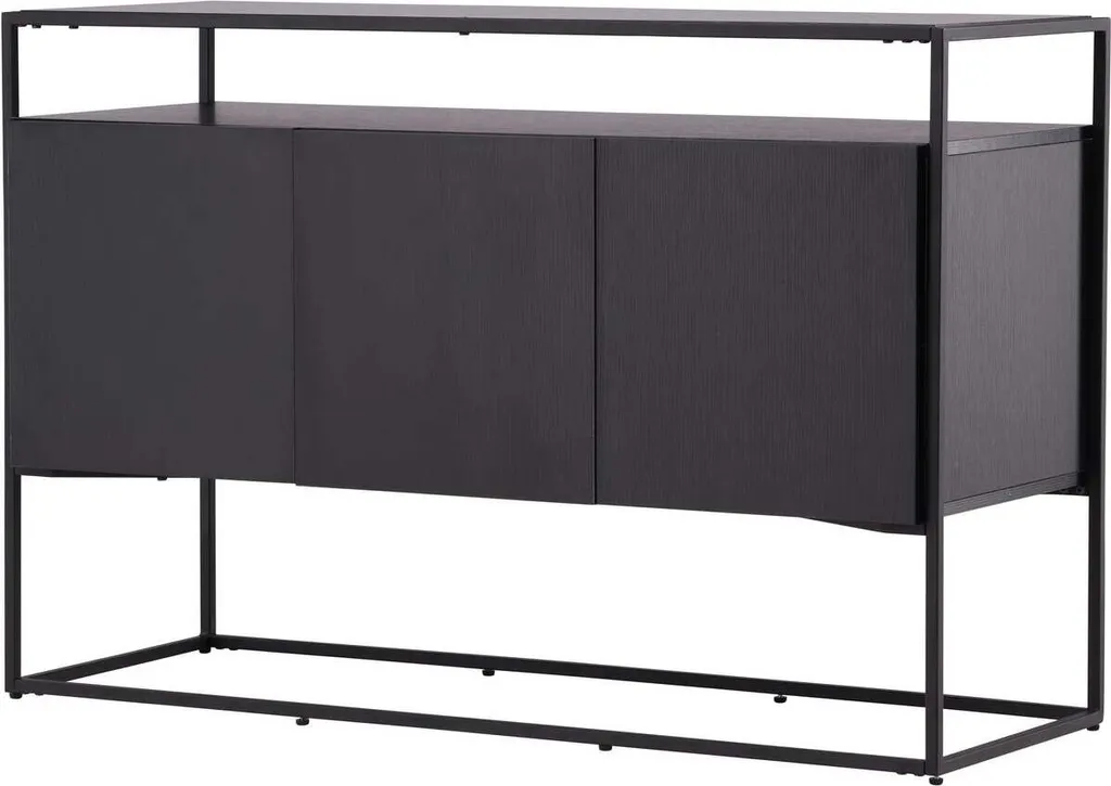 Buffet 120x45x80 cm Noir Mat avec Portes, Design Robuste pour le Salon