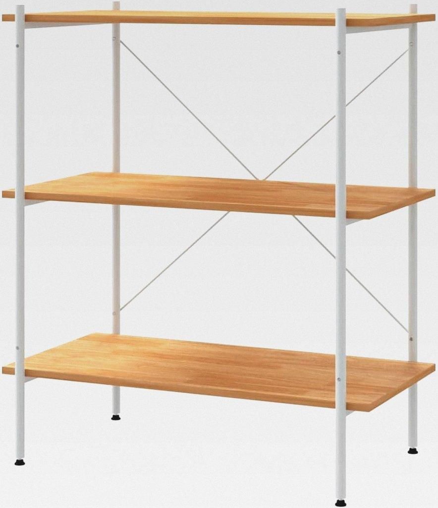 Regal mit 3 Böden Weiß und Eiche-Optik 80x40x92 cm Lagerregal für Garage, Abstellraum, Kellerregal