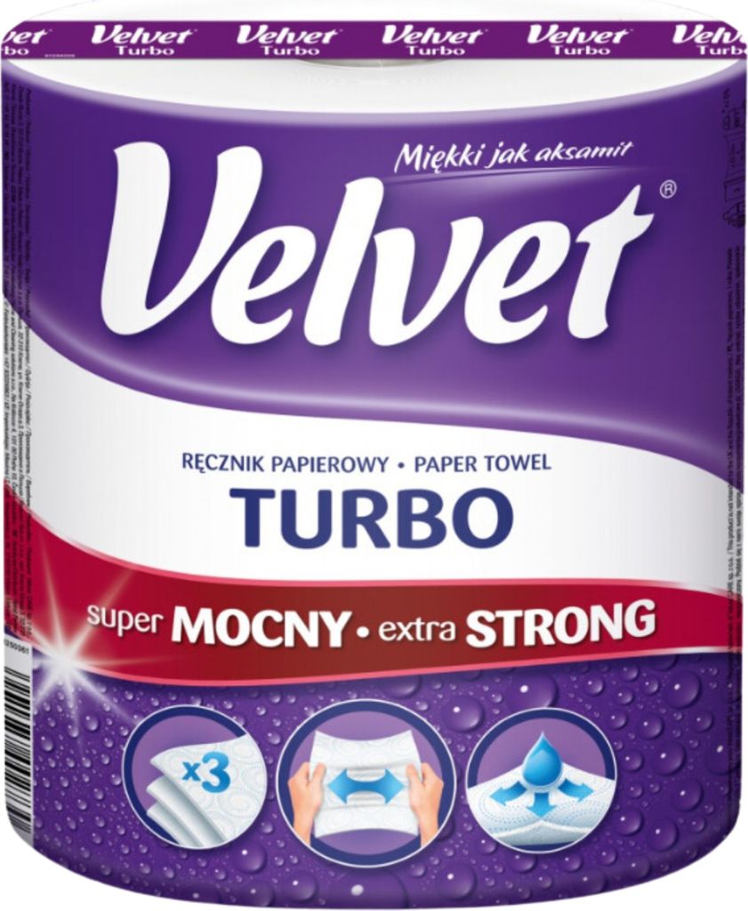 VELVET TURBO 3-WARSTWOWY Ręcznik Papierowy Super Chłonny Zdjęcie produktu 