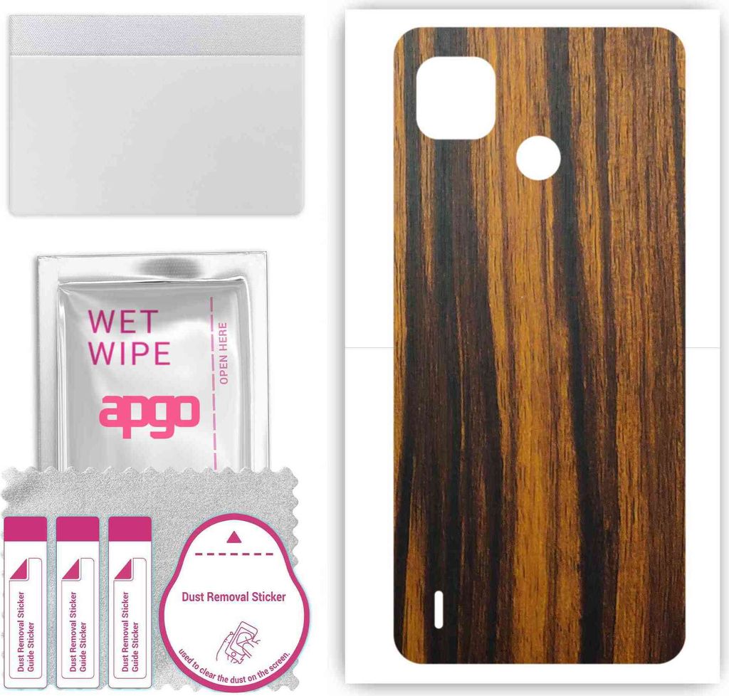 apgo Rückseite Schutzfolie, Skin, kompatibel mit Tecno Pop 4, Hinten Displayschutzfolie aus Vinylfolie, kratzfest, einfache Montage - Tigerwood