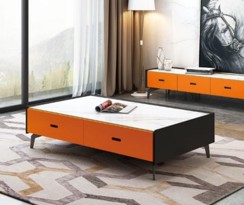 Italienische Stil Möbel Couchtisch Glas Tische Designer Tisch Wohnzimmer Orange