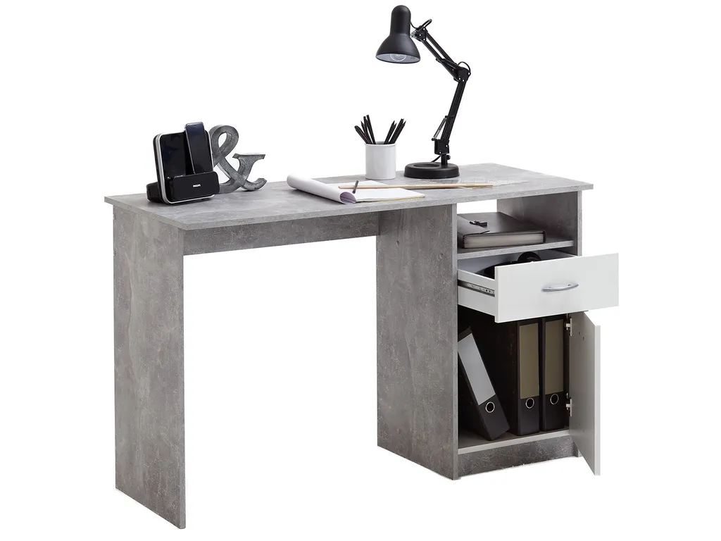 Petit Bureau d'Ordinateur Blanc Jaden I - Table de Travail 123 cm de Large - 3
