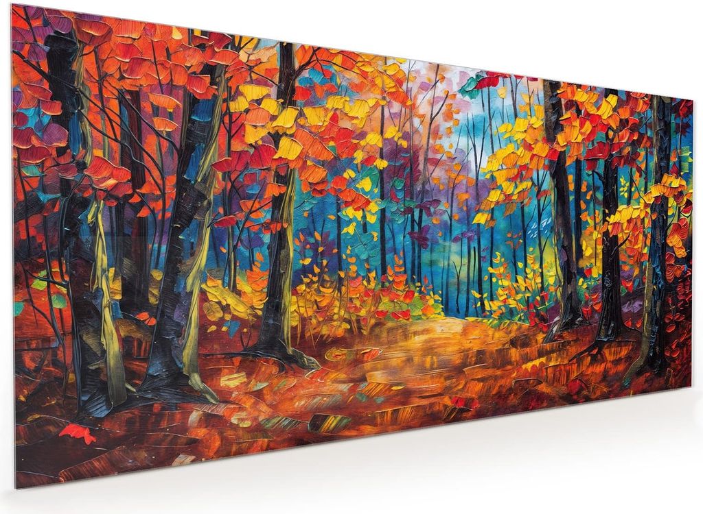 Küchenrückwand Spritzschutz Glas mit Motiv Herbstwald Pfad Produktbild 