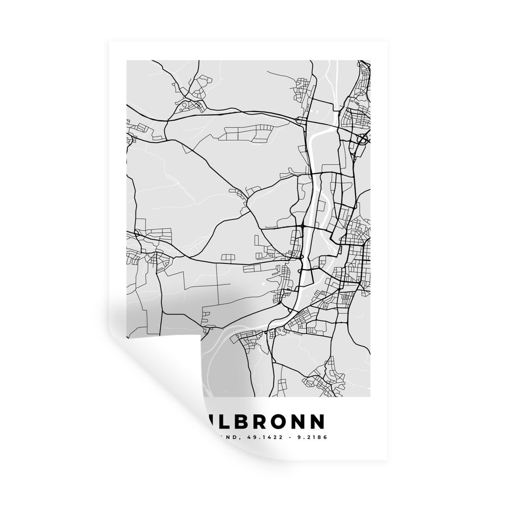 MuchoWow Wandtattoo Wandsticker Wandaufkleber Karte - Deutschland - Heilbronn - Karte - Stadtplan 60x90 cm Selbstklebend und Repositionierbar - S...