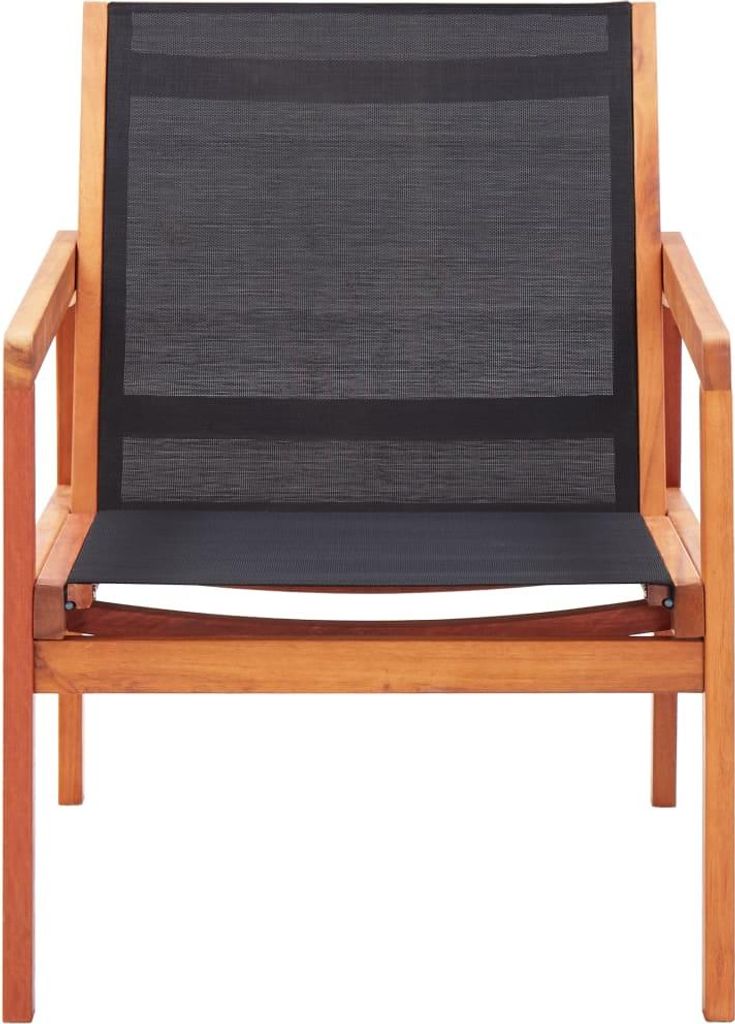 vidaXL Garten-Loungestuhl Schwarz Massivholz Eukalyptus und Textilene