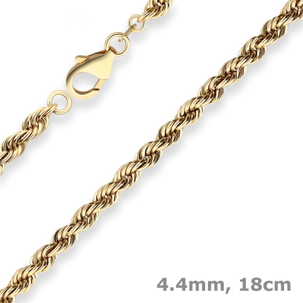 4,4mm Armband Kordelkette Goldarmband Armschmuck aus 585 Gold Gelbgold 18cm