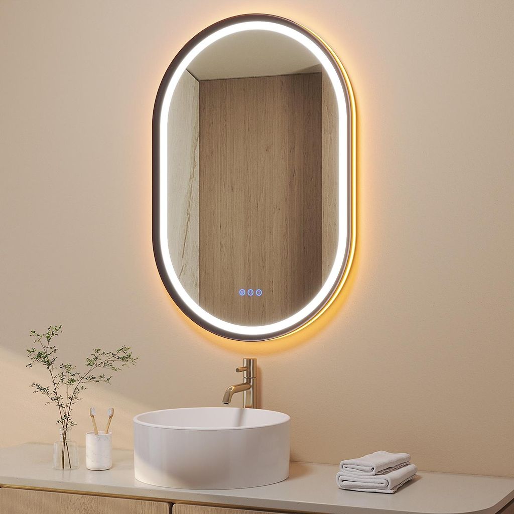 Badspiegel LED Oval 60 x 90 cm mit Beleuchtung - dimmbar, Produktbild 