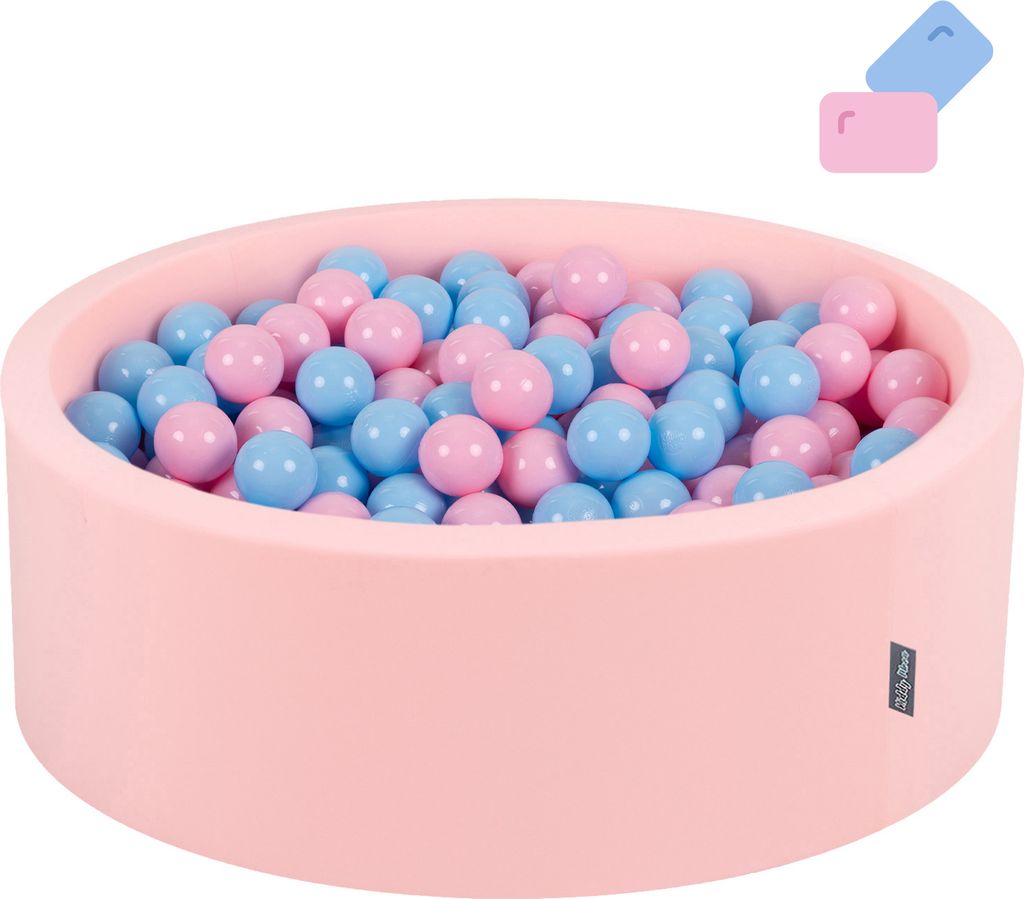 KiddyMoon Bällebad Rund 90x30cm mit 200 Bunten Bälle ∅7cm - Für baby zimmer Bälle für Bällebad Plastikbälle Für Baby Bällepool - Bubblegum