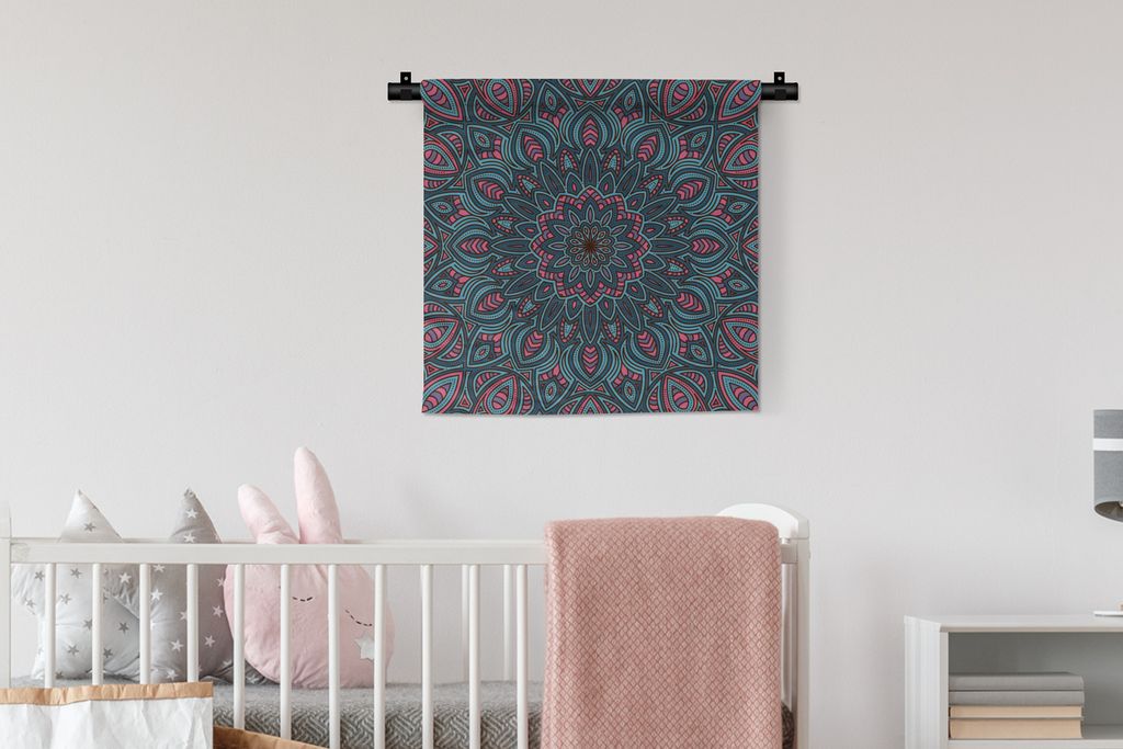 MuchoWow Wandteppich Wandbehang Mandala mit Formen der Natur 60x60 cm Tapisserie Dekoration Wandtuch - Dekorationen - Wand Decke
