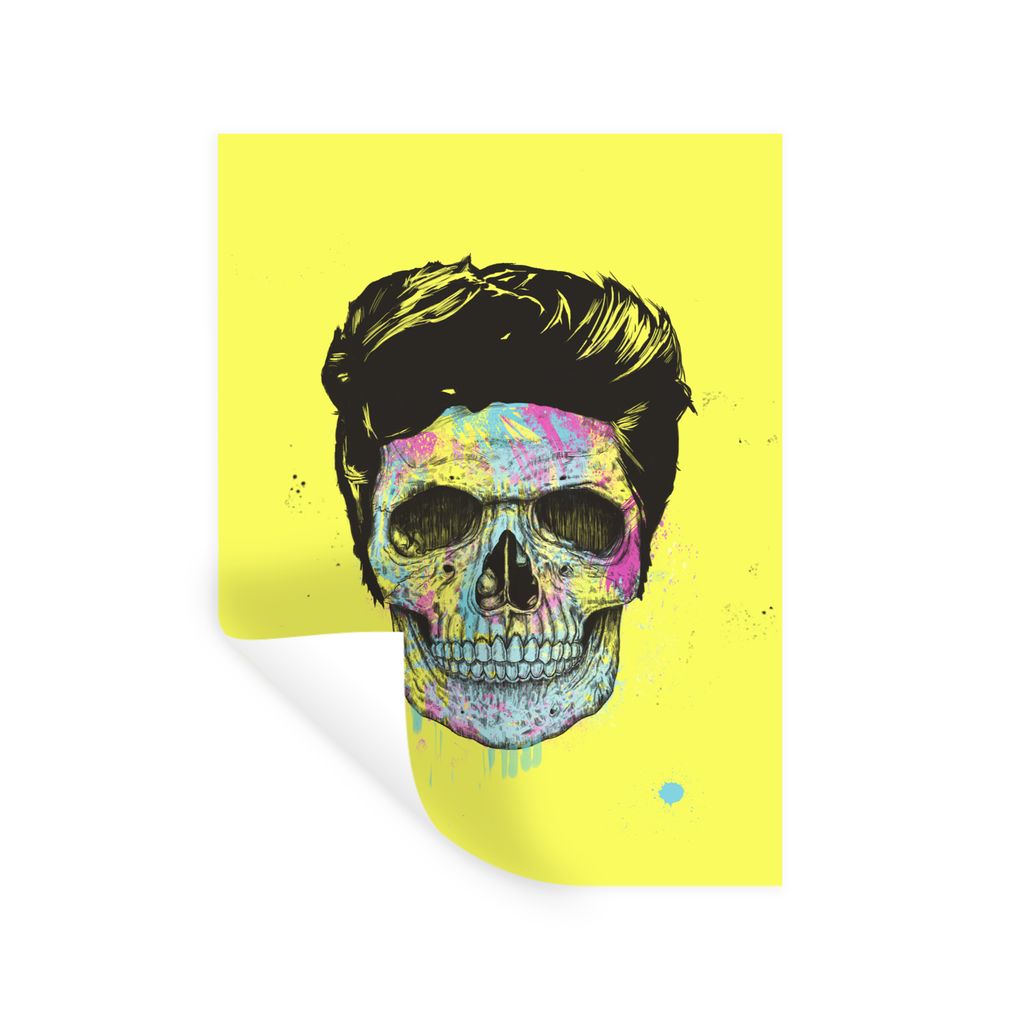 MuchoWow Wandtattoo Wandsticker Wandaufkleber Totenkopf - Frisur - Gelb - Regenbogen - Totenkopf 120x160 cm Selbstklebend und Repositionierbar - ...