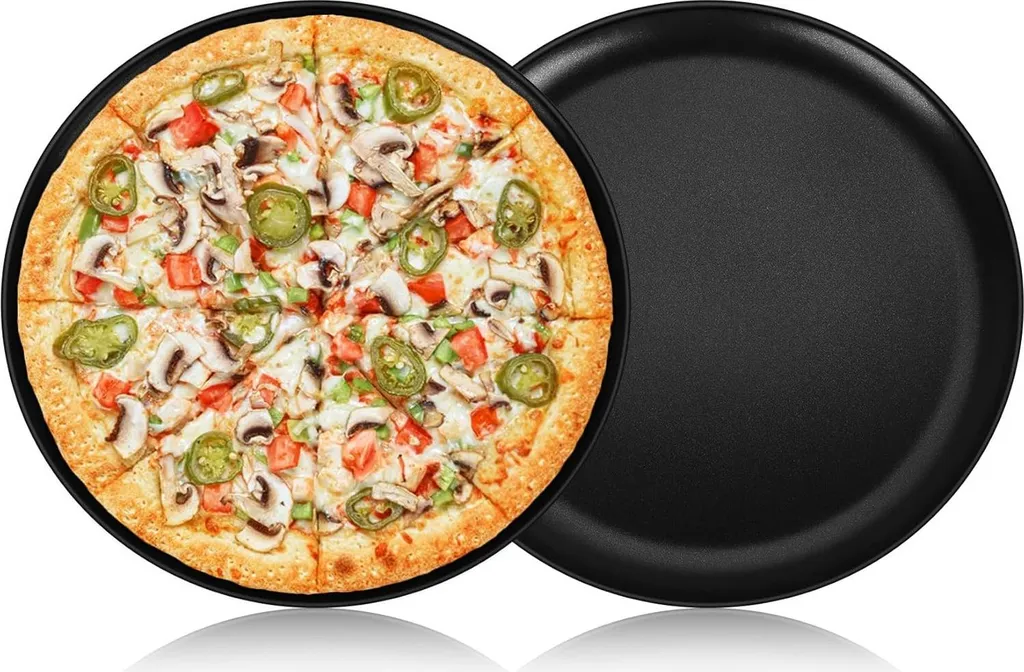 Plaque à Pizza Antiadhésive 30 cm Inox : Fini la Pâte qui Colle, Set de 2