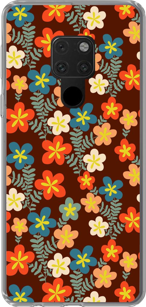 MuchoWow Handyhülle Schutzhülle Hülle für Telefoonhoesje Huawei P40 Lite Retro - Muster - Blumen - 1970er Jahre Silikon Softcase Handy Hülle...