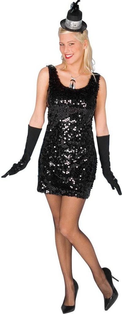 Pailletten-Trägerkleid schwarz Größe: 36-38