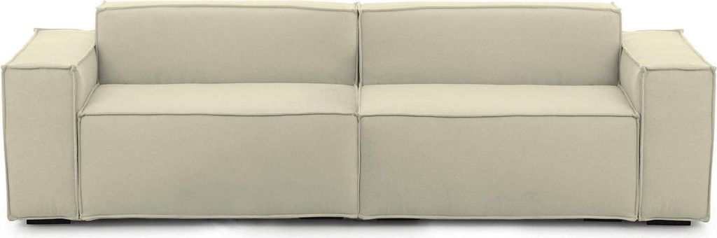 Festes Sofa Dmelucc, Lineares modulares 3-Sitzer-Sofa, 100% Italy, Modernes Wohnzimmersofa aus Stoff, Cm 260x95h70, Beige