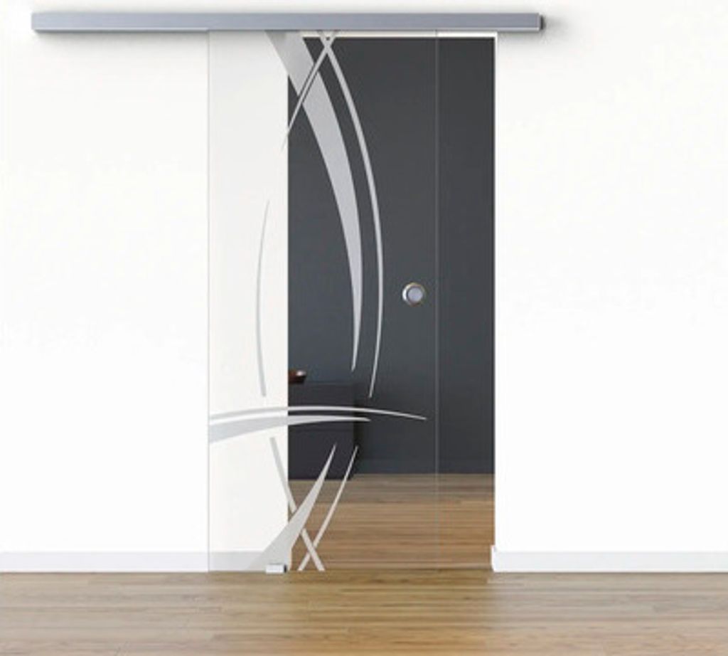 Pertura Glasschiebetür Komplettset Glera Tangle 01 775x2050 mm Links inkl.Beschlag Selir Aluminium Edelstahloptik,Griffm