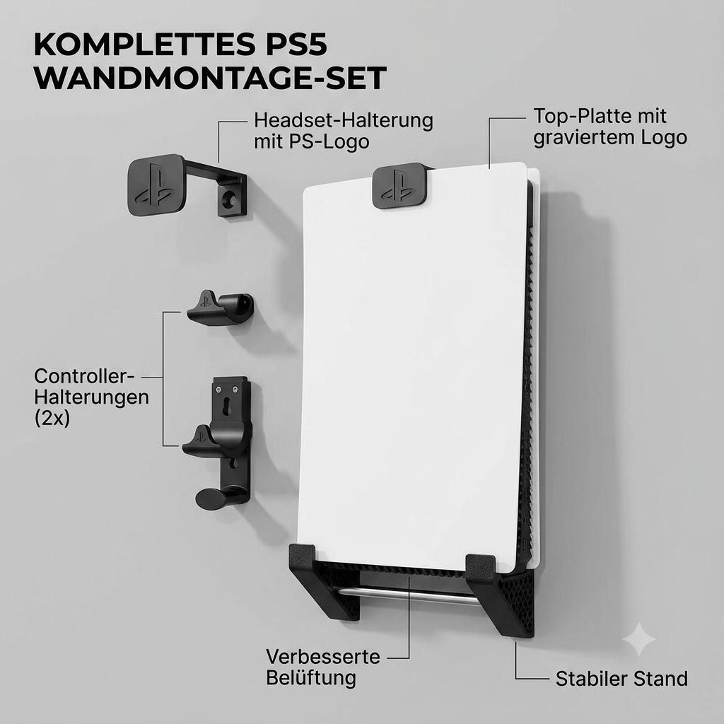 PS5 Wandhalterung Disc Version Halter Set fuer Konsole Produktbild 