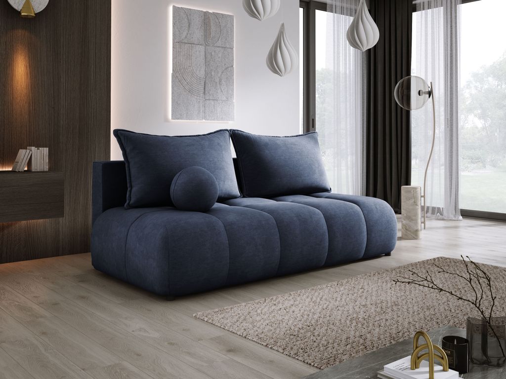DomoHome Sofa COCO MINI Schlafsofa Mit Bettfunktion, CLOUD Stoffbezug, 2-Sitzer, Freistehend, Größe: 205x105x97cm Farbe: Dunkelblau