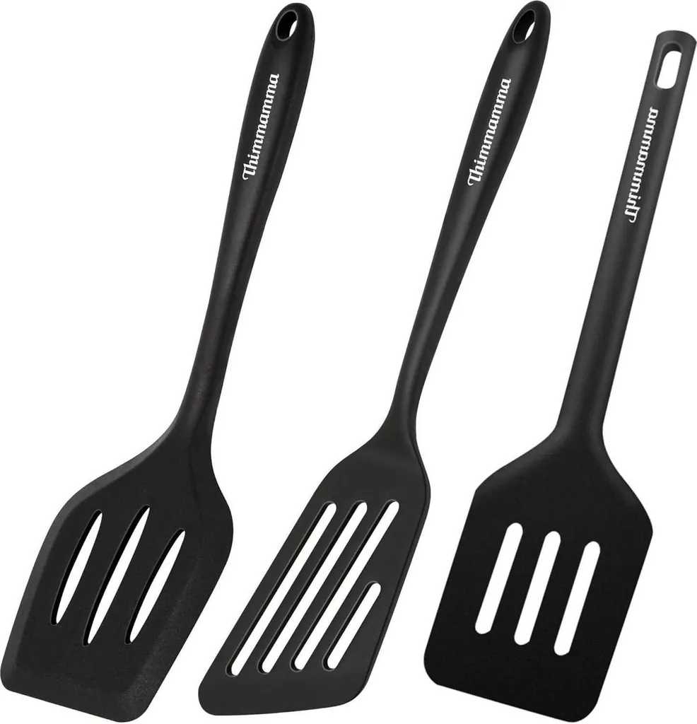 Set Utensili Cucina Silicone Termoresistente - 3 Spatole Grigio