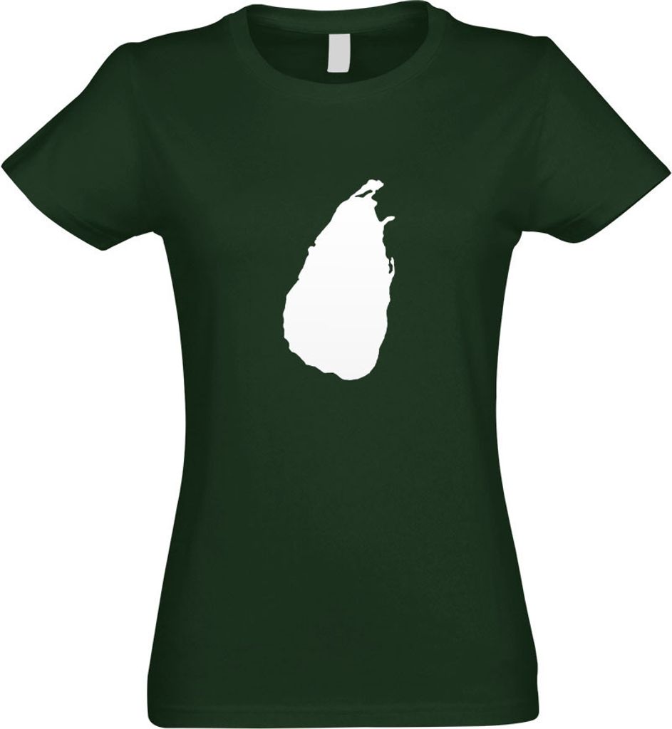 Kiwistar - T-Shirt tailliert - Damen - flaschengrün - Sri Lanka Umriss Kontur - mit Motiv Bedruckt - Funshirt Design - Sport - Freizeit - Damen - XXL