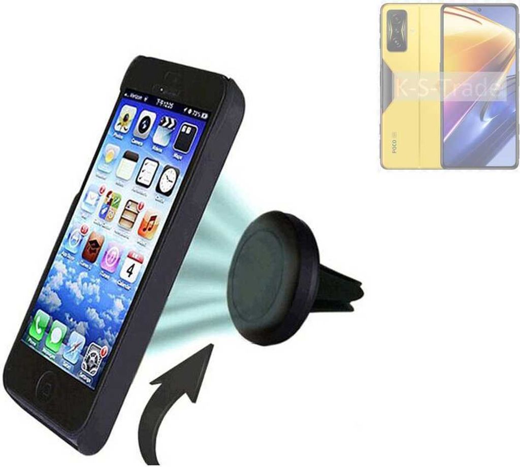 K-S-Trade Kompatibel mit POCO F4 GT Auto Handy Halterung KFZ Halter Lüftungsgitterhalterung Air Vent mount Smartphone Halter