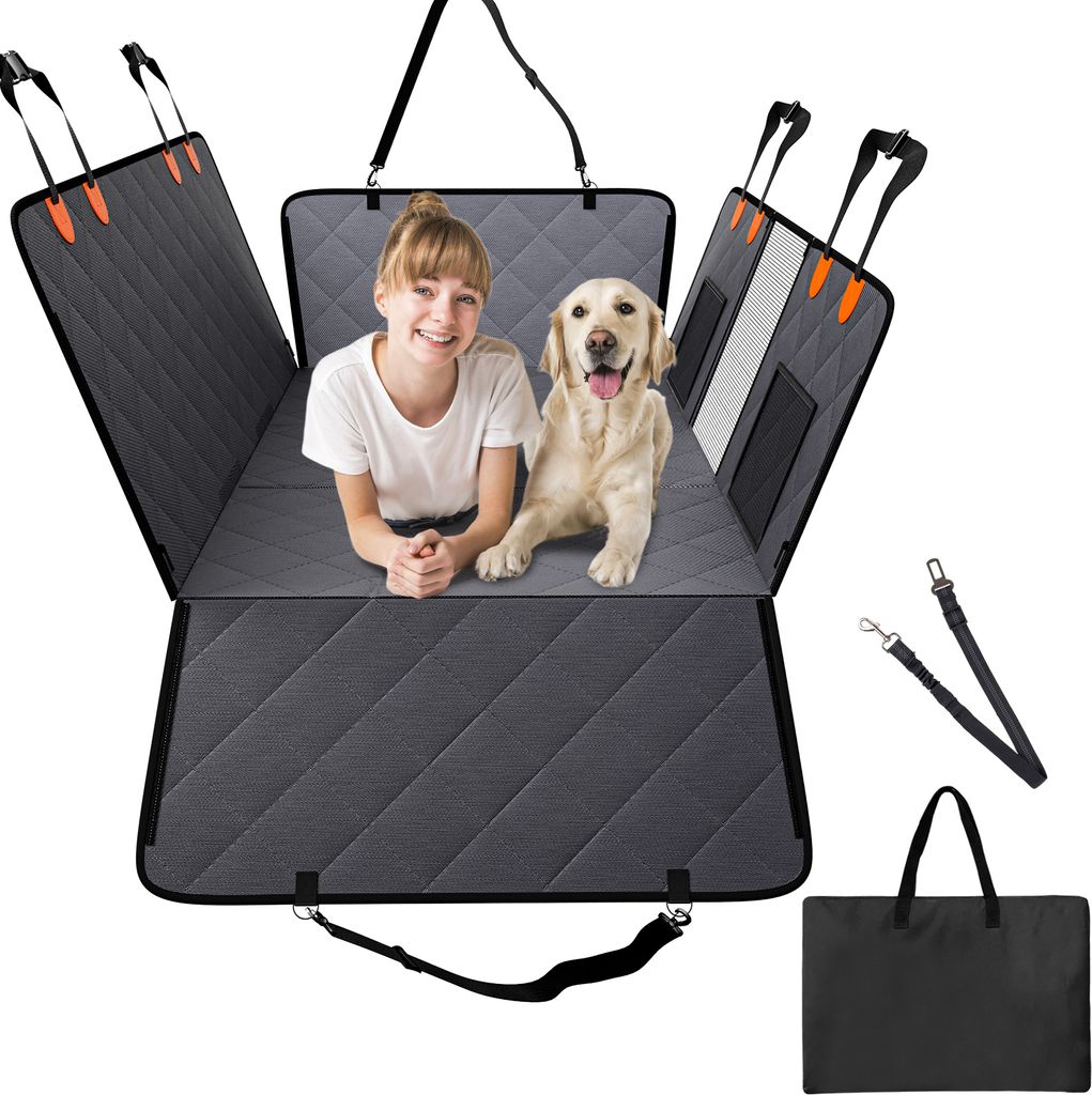 Ampia coperta per cani per il sedile posteriore dell'auto, con fondo rigido, impermeabile, con protezione laterale e finestrella, antigraffio, per il sedile posteriore di SUV, auto e van