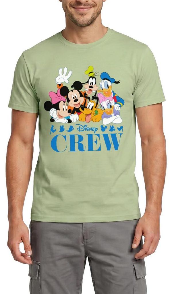 Mickey & Minnie Pluto Goofy Daisy Donald Crew Männer T-Shirt, XL, Sage