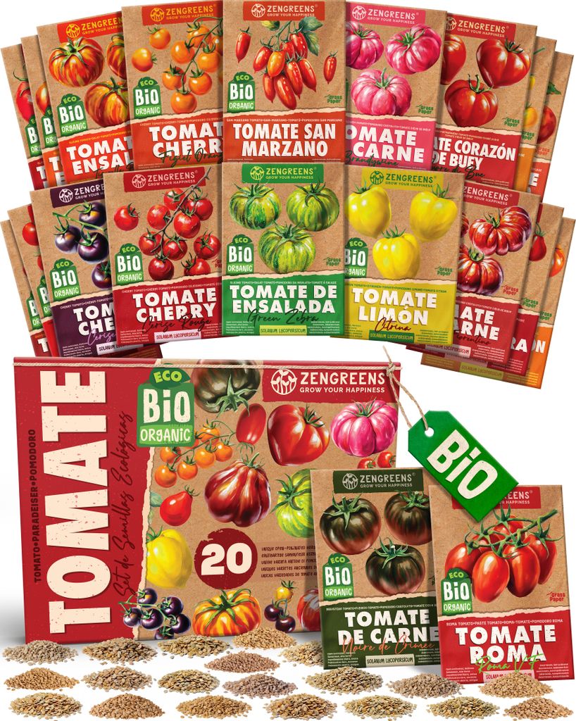 ZenGreens® Semillas Eco de Tomate – Set 20 Variedades de Imagen del producto 