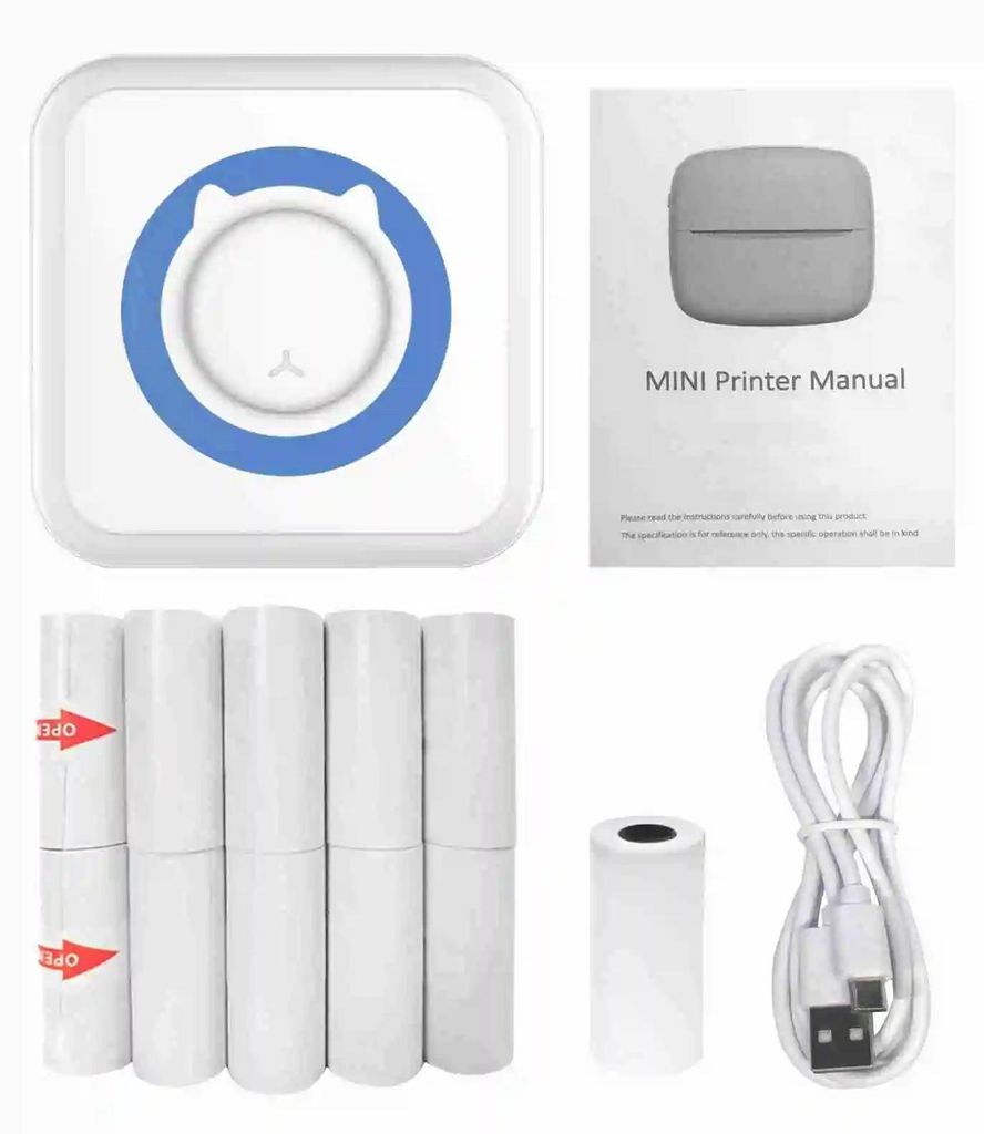 Tragbarer Fotodrucker - Mini-Drucker Typ 2 - Kabellos - Bluetooth - Sofortdruck - Für Smartphone - Silber