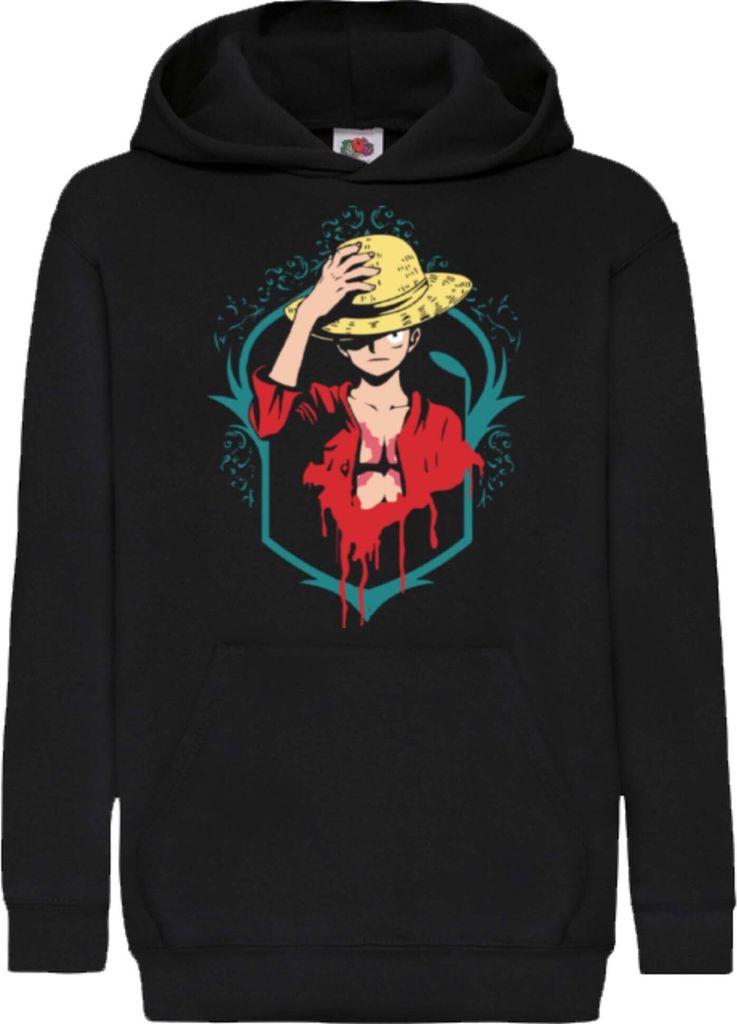 Kinder Kapuzenpullover One Manga Piece Anime 02, 9-11 Jahr - 140 / Schwarz