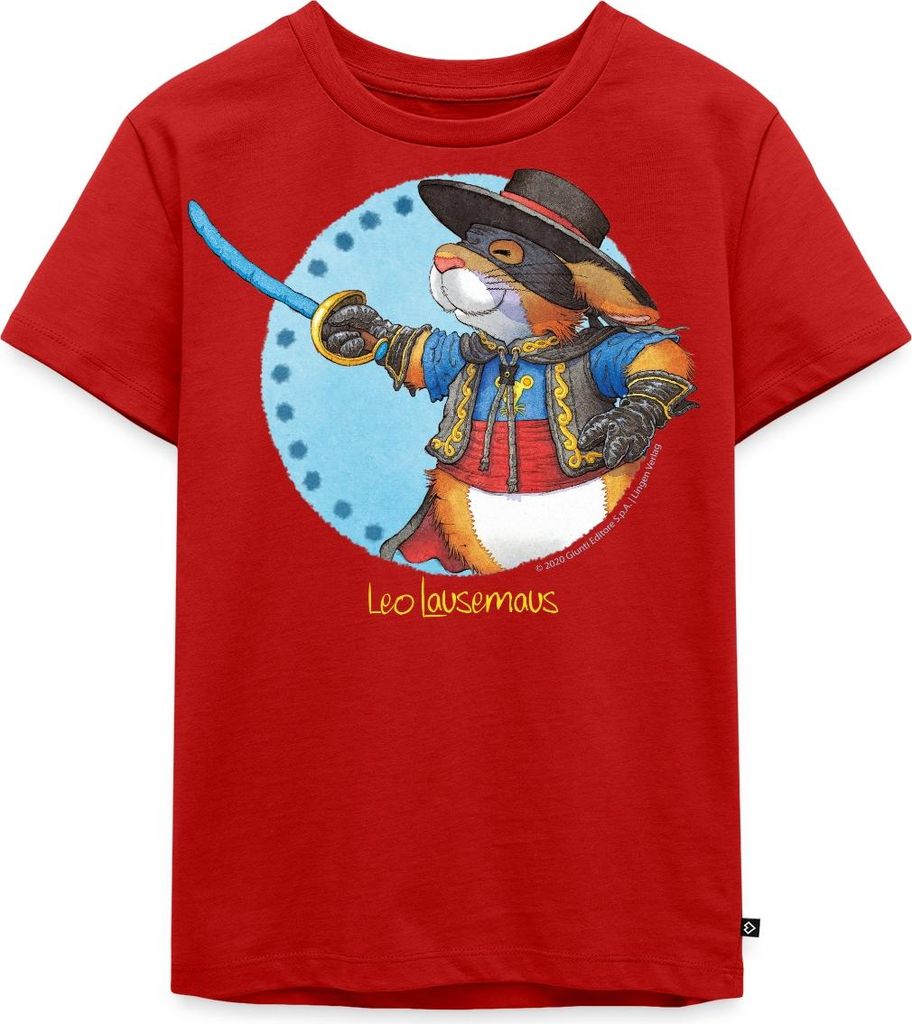 Spreadshirt Leo Lausemaus Kostüm Kinder Fasching Kinder Premium T-Shirt, 110/116 (4 Jahre), Rot