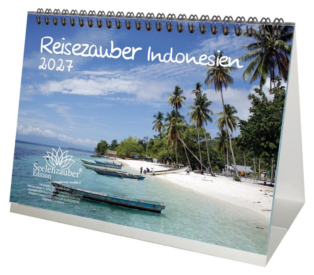 Reisezauber Indonesien DIN A5 Tischkalender für 2027 Jakarta Stadt Land Urlaub Strand - Seelenzauber