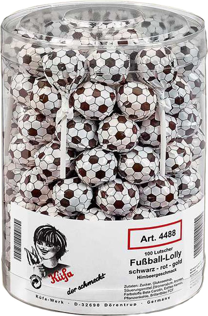 Küfa futbalové lízatko čierne červené zlaté jednotlivo Obrázok produktu 