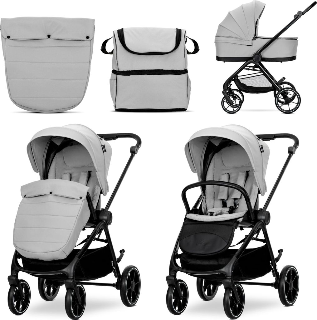 Lorelli Venice Kinderwagen 2-in-1 – Babywanne & Sportsitz, große gefederte Räder, bis 22 kg, verstellbar, Einhand-Faltung, UV-Sonnendach