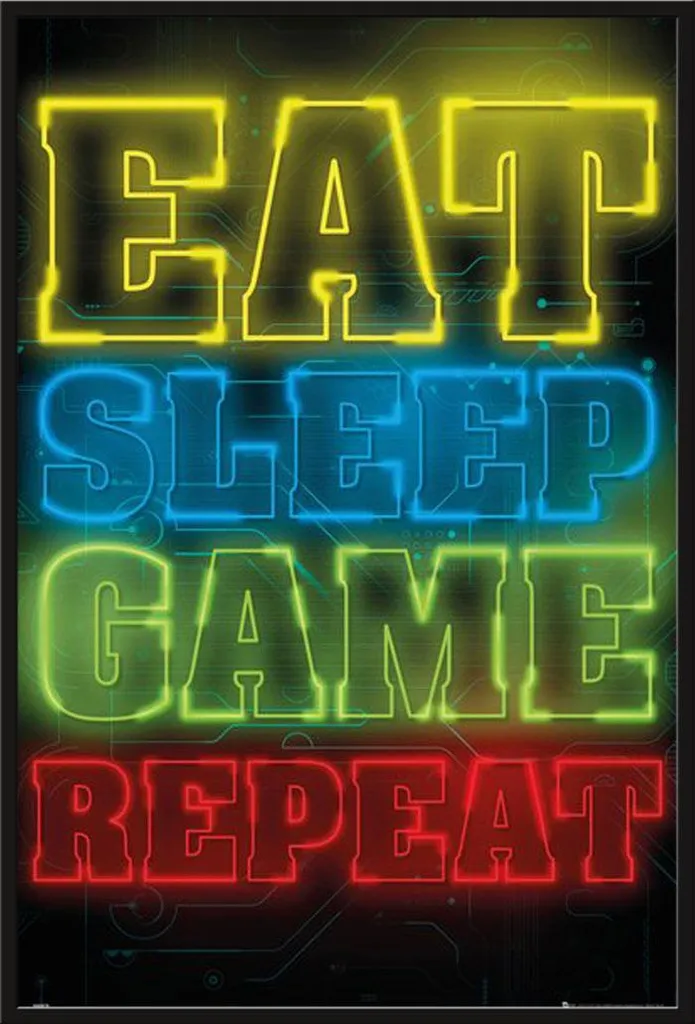 Décoration Gaming Poster Eat Sleep Game Repeat pour Setup et Chambre Ado