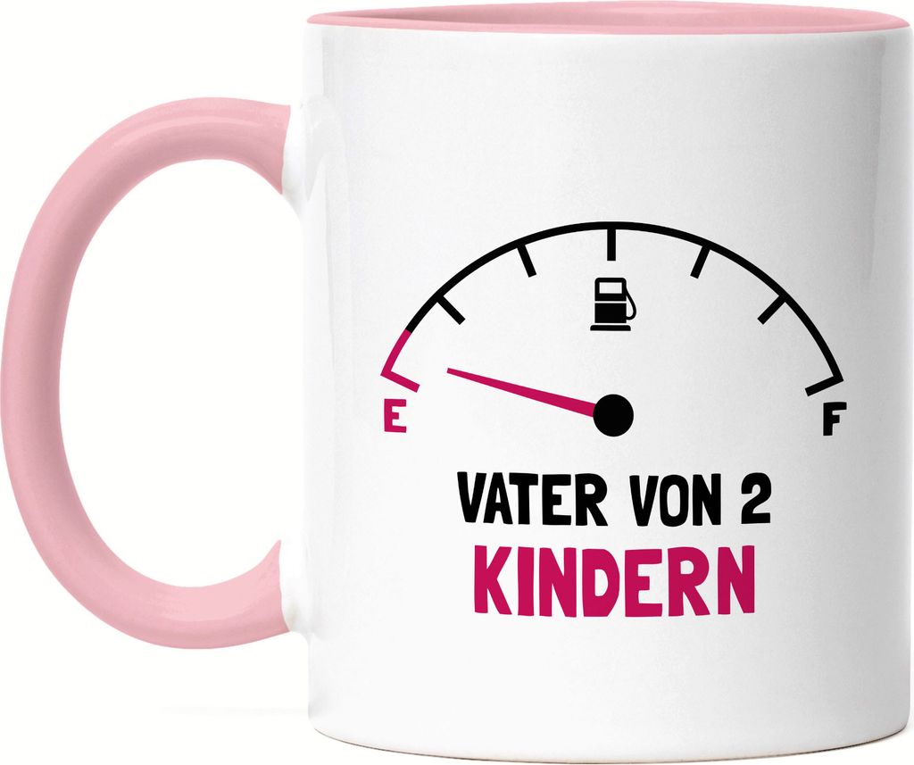 Vater von 2 Kindern Tasse Rosa Lustig Energielos Tank ist Leer Spruch Geschenk Zweifacher Papa