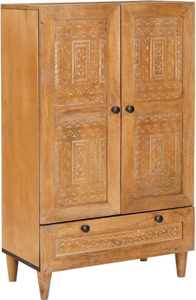 Highboard Jasnobrązowy 60 x 33 x 100 cm lite drewno mango Zdjęcie produktu 