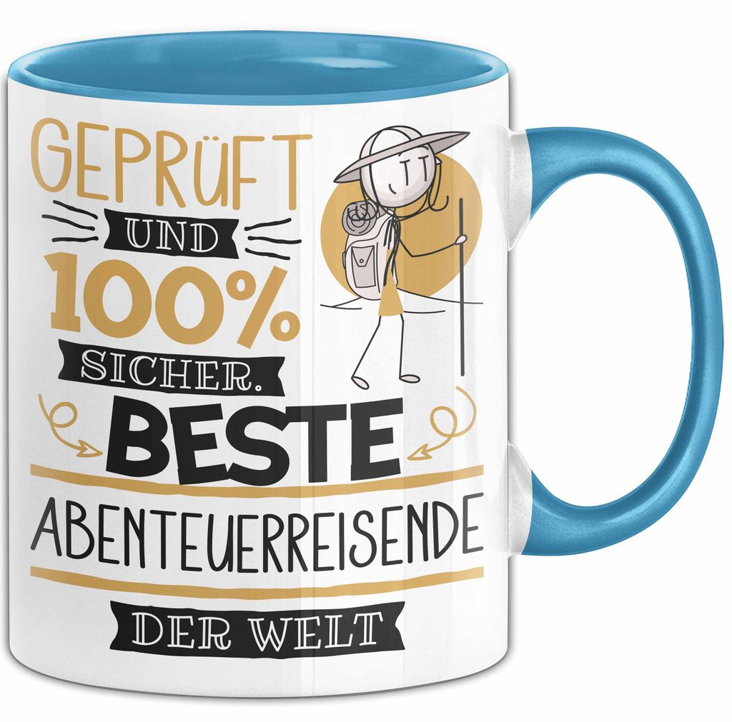 Beste Abenteuerreisende Der Welt Tasse Geschenk für Eine Abenteuerreisende Und Sicher Geschenkidee Geburtstag Weihnachten (Blau)