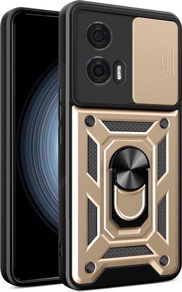 Motorola Edge 50 Fusion Hülle - Coverup Armor Ring Ständer Back Cover mit Kamera Schutz - Gold