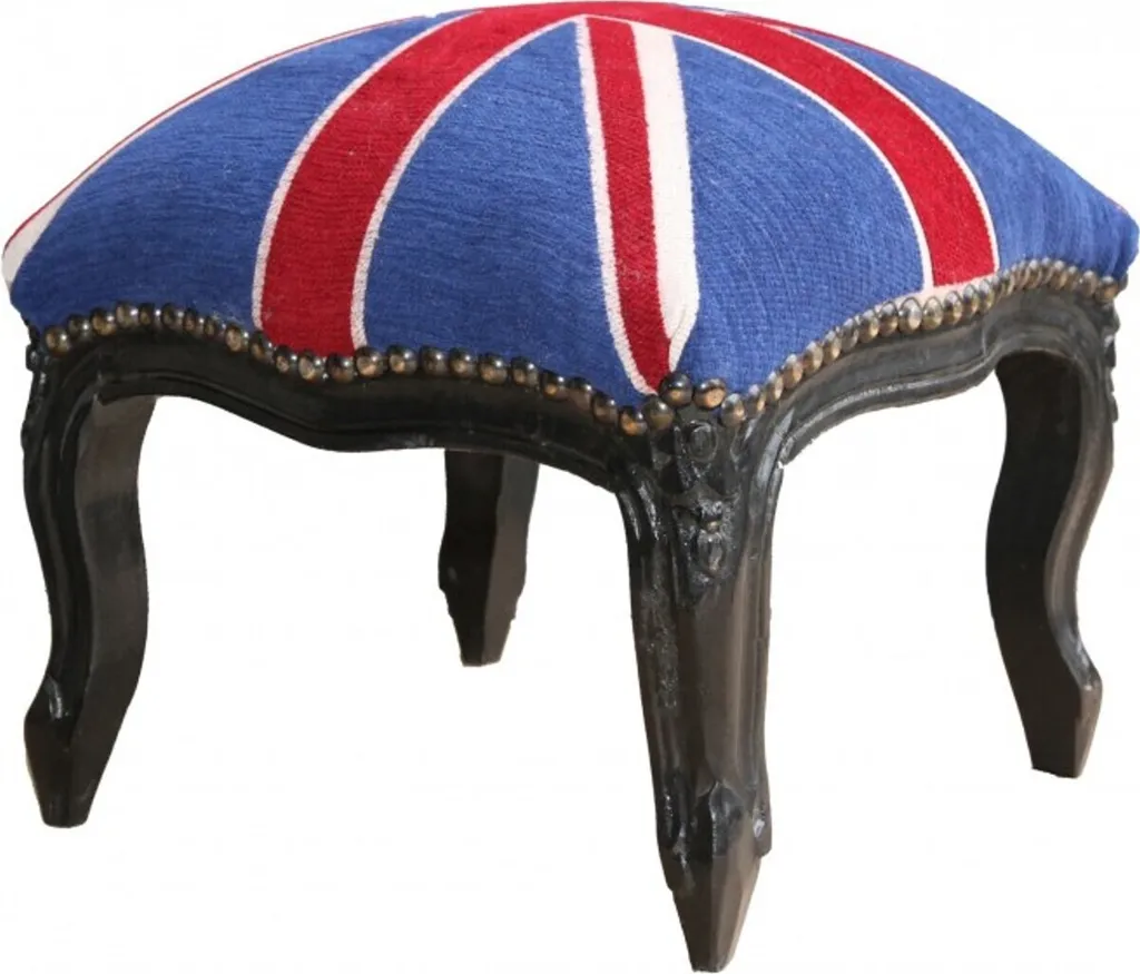 Sgabello Barocco Union Jack Casa Padrino - Design Inglese Antico