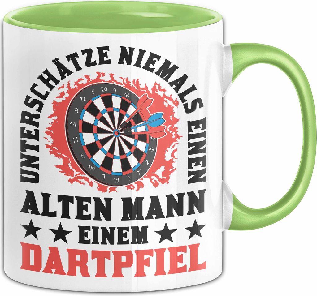 Unterschätze Niemals Einen Alten Mann Mit Einem Dartpfeil Tasse Geschenk (Grün)