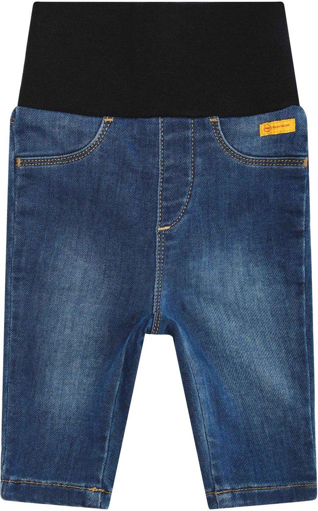 Steiff Baby Jeans - Denim, lange Hose, Schlupfbund, Stretch, uni, einfarbig Blau 62