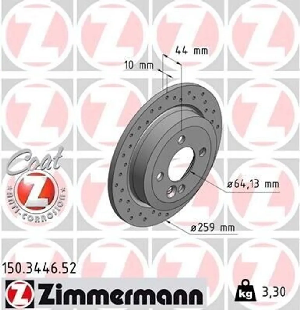 Disque de frein ZIMMERMANN 150.3446.52 pour MINI R50 R53 R56 R55 R57