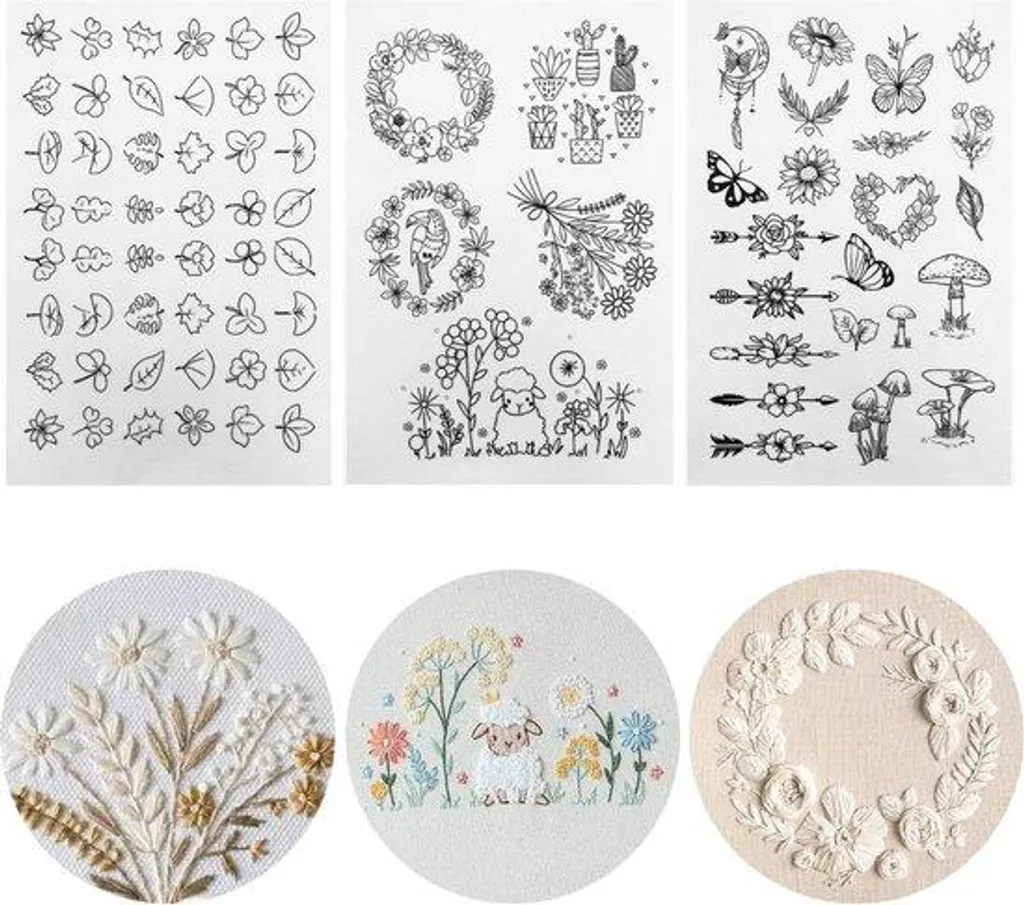 Stabilisateur de couture soluble dans l'eau autocollant floral 75 pcs