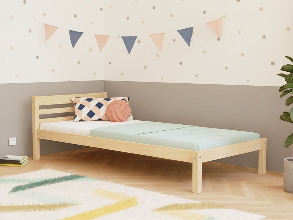 Hohes Kinder-Einzelbett NODY mit Kopfteil 90x200 cm Himmelblau
